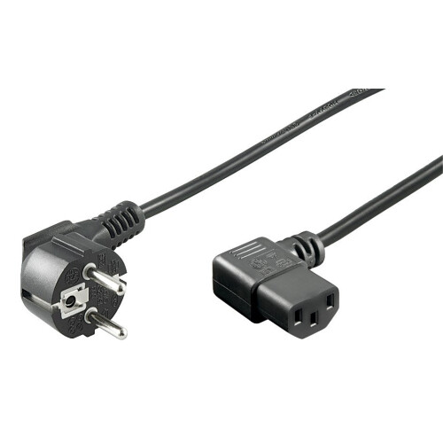 Cabo de alimentação 1,5m, conector angular - Preto