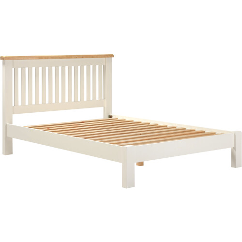 Seconique Windsor 4'6" Low End Bed - Ivory/Oak 1
