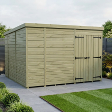 10 x 10 Pent Shed Tanalised (Double Door, No Windows)