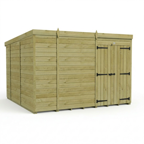 10 x 10 Pent Shed Tanalised (Double Door, No Windows) 1