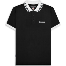 (4XL, Black) Lambretta Mens Checker Collar Short Sleeve Polo Shirt