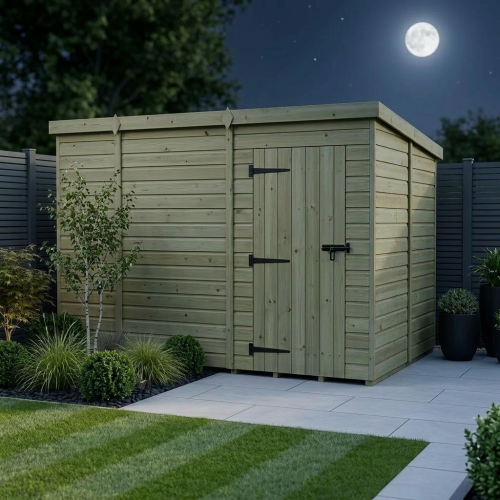 10 x 10 Pent Shed Tanalised (Single Door, No Windows) 2