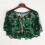 Luxurious Glittering Shawl Wrap with Sequined Sheer-Black green 5