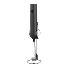 Machine portative de mousse de lait Ă piles-Noir avec support