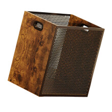 Traditional Workshop Designed Steel Net Waste Basket With Wooden