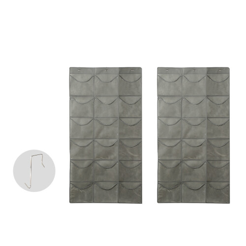 Space Saving Fabric Hanging Storage Bag With 18 Pockets-Gray