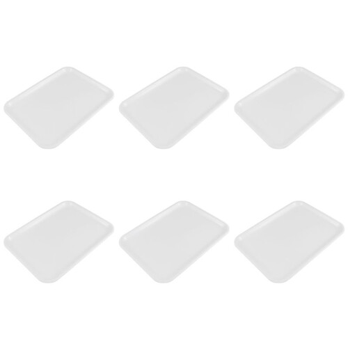 6pcs 10 Inch Long Rectangle Shape Serving Tray Made of Plastic White