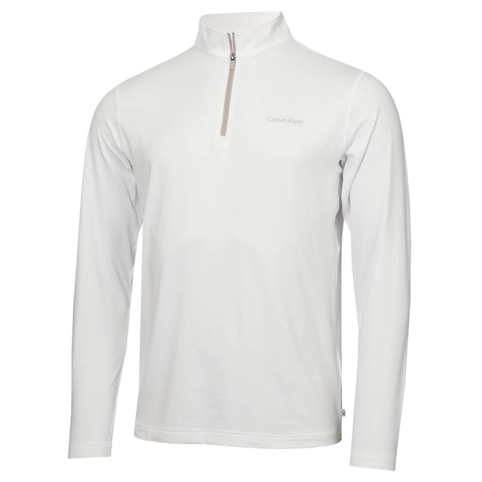 Calvin Klein (L, White) Mens Newport Half Zip Thermal Breathable Lightweight Sweater