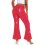 Damen Low Rise Glitzer Schlaghose Elastische Taille-Schwarz S 8