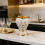 Schnapsglas aus Metall mit Kristallmuster,-Gold 2ST 9