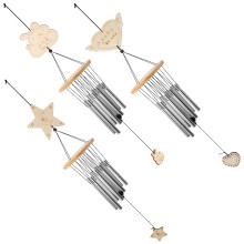 3St Gartenhängende Windklokken Hout-Aluminium Meerkleurig Decor
