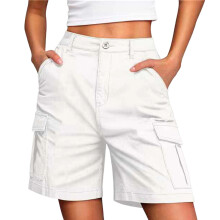 Casual cargoshort voor dames, zacht katoen, comfortabel-Wit XXXL