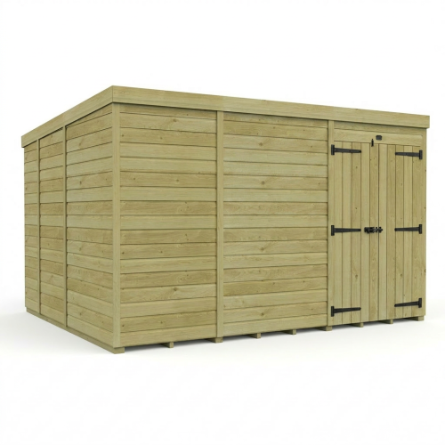 11 x 9 Pent Shed Tanalised (Double Door, No Windows) 1