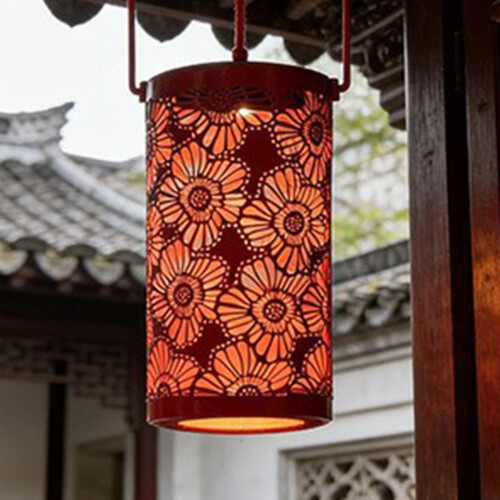 Solar Courtyard Light with Floral Projection IP44 Waterproof for 1