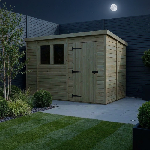 11 x 9 Pent Shed Tanalised (Single Door, With Windows) 2