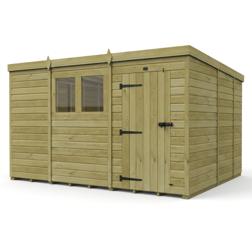 11 x 9 Pent Shed Tanalised (Single Door, With Windows) 1