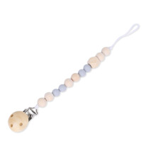 Catena con Clip per Ciuccio per Bambini Perline nel Legno Clip per Manichino Catena per Dentizione Sicura Massaggiagengive per Porta Ciuccio Catene