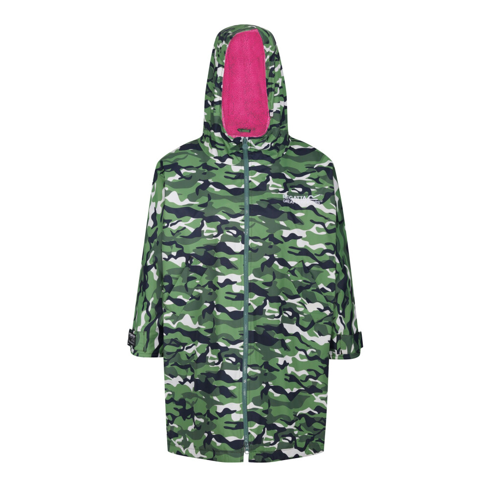 Regatta (3-5 Years, Cactus Green/Pink Potion) Childrens/Kids Camouflage Waterproof Changing Robe