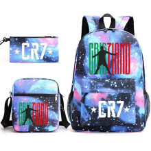 (06) 3pcs Football CR7 Ronaldo NEYMAR MESII Backpack 3D Printe Teens Shoulder Bags Kids Capacity Bags