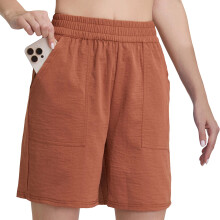 Katoenen sweatshorts met zakken voor dames sporttraining-Rode S