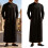 Robe musulmane coupe ample pour hommes, manches longues-Kaki M 3