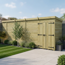 19 x 4 Pent Shed Tanalised (Double Door, No Windows)