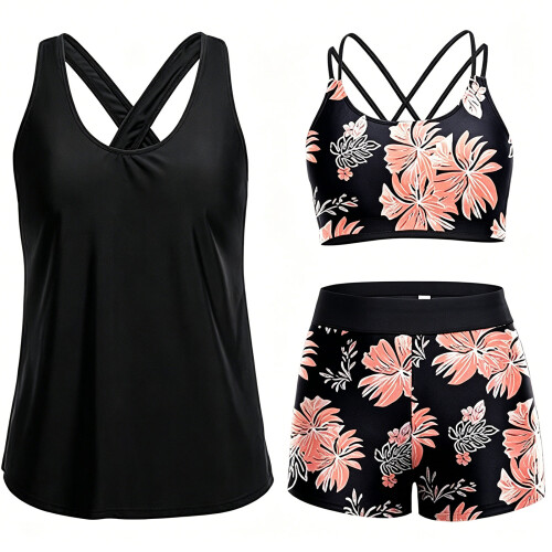Quick Drying Bathing Suit Women's Swimsuit Set Chlorine-Black L