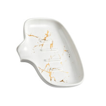 Ceramics Soap Dish With U Shape Drain Hole Nonslip Drain-White