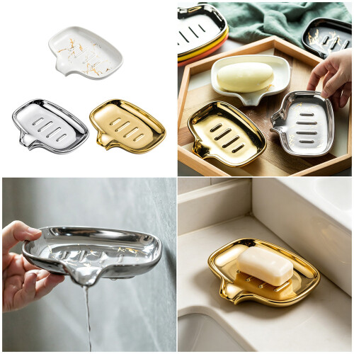 Elegant Ceramics Soap Dish Creative Draining Soap-Silver 2