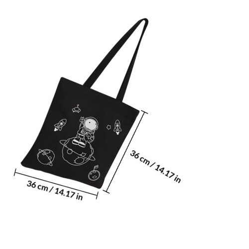 1Astronaut Canvas Herbruikbare Zwarte - En Buitentas 1