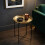 Small Folding Side Table Black Gold Round Tray Table Sofa Bedside End Table 5