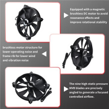 PHANTEKS PH-F200SP Black High Air Volume Computer Case Fan 200mm 4Pin PWM Quiet Cooling Fan FDB Hydraulic Bearings