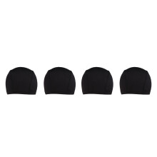 4St Zwarte Stretch Dome Cap Voor Pruik , Elastische En Ademend