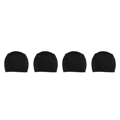 4St Zwarte Stretch Dome Cap Voor Pruik , Elastische En Ademend