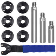 Angle Grinder Wrench 5/8in-11 Angle Grinder Extension Shaft with 6pcs Spanner Flange Grinder Nut,3in,4in&5.5in Extension