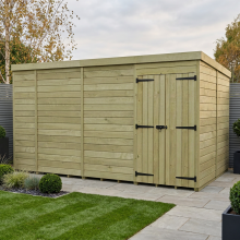 14 x 8 Pent Shed Tanalised (Double Door, No Windows)