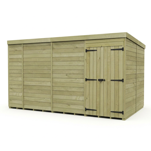 14 x 8 Pent Shed Tanalised (Double Door, No Windows) 1