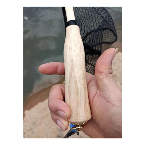 Nylon Fly Fishing Net ,Wooden Non-Slip Handle, Trout Mesh Tool, Fish Catch Release Scoop, Bent Handle 2