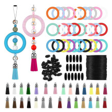 91pcs Silicone Beadable Ring Making Kit,Silicone O Rings for Beads Frame Silicone Pendant for Keychain Necklace Bracelet