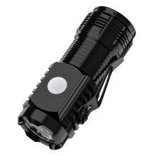 LED Flashlight 14500 USB-C Rechargeable Tactical Torch with Magnetic Base and Keychain