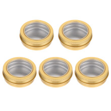 5St Kleine Aluminium Opberg Blikken Goud Met Doorzichtig