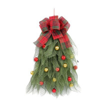 Christmas Tree Wreath for Front Door 25 Inch Christmas Swags Stair Christmas Garland