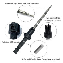 5Pcs Wood Countersink Drill Bit Set with 2Pcs Counter Sinker Replacement Tapered Drill Bit for Drilling Hole