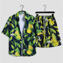 (Style G,3XL)Summer Hawaiian Shirt And Shorts Combo With Polyester Fabric Casual Summer Look