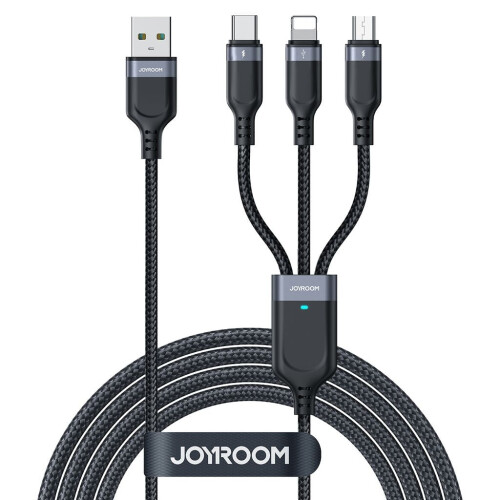 Kabel Joyroom 3 v 1 USB-A na Lightning/USB-C/Micro USB 3,5 A, 1,2 m - černý