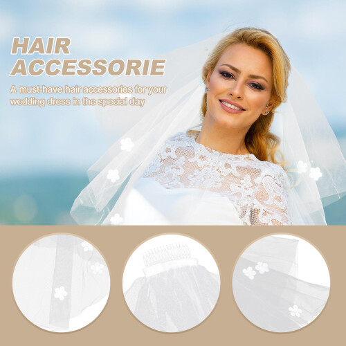 1Stretro Bruidsluier Tule Wit Sierlijk Bruidskapsel Accessoire 2