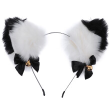 1St Duurzame Kattenoren Haarband Wit Stof Voor Cosplay En Themafeest