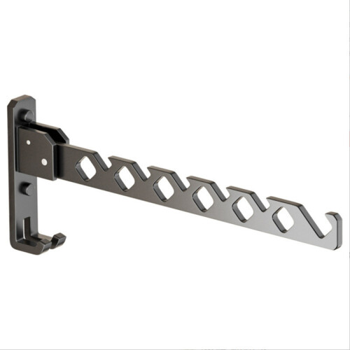 (Gray)Aluminum Wall Mount Retractable Clothes Hanger With Foldable For Home Tools 1