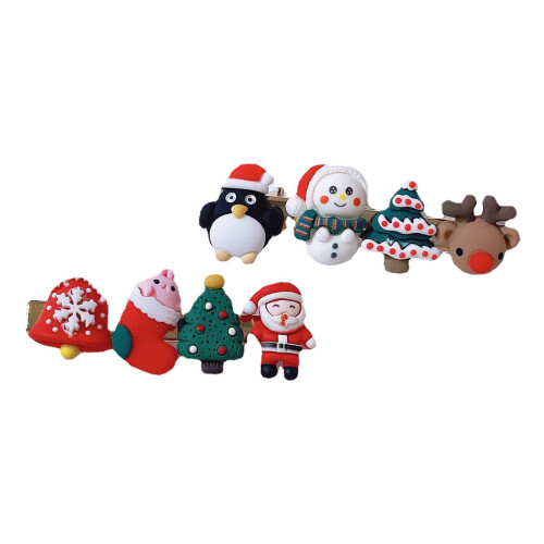 2St Kerstmis Haarclip Resin Voor Kinderfeestjes