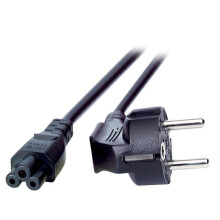 Netzkabel 230V Schutzkontakt CEE7(Stecker)->C5(Buchse), 3m, Black, (Kleeblatt,Mickymaus)